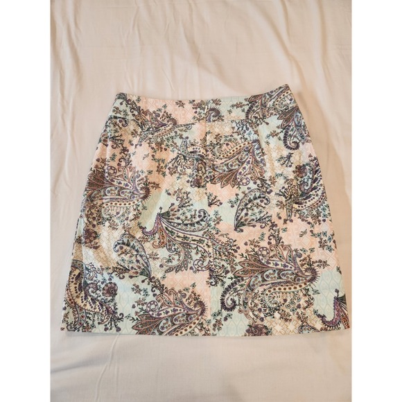 Talbots Women's Pink Paisley Pencil Mini Skirt Size 10 Petite Preppy Office Work - Picture 7 of 10